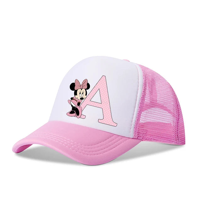 Disney-Boné de beisebol com letras de Minnie Mouse para crianças e adultos, chapéu de sol esportivo dos desenhos animados, bonés pontiagudos ajustáveis, presente de aniversário casual