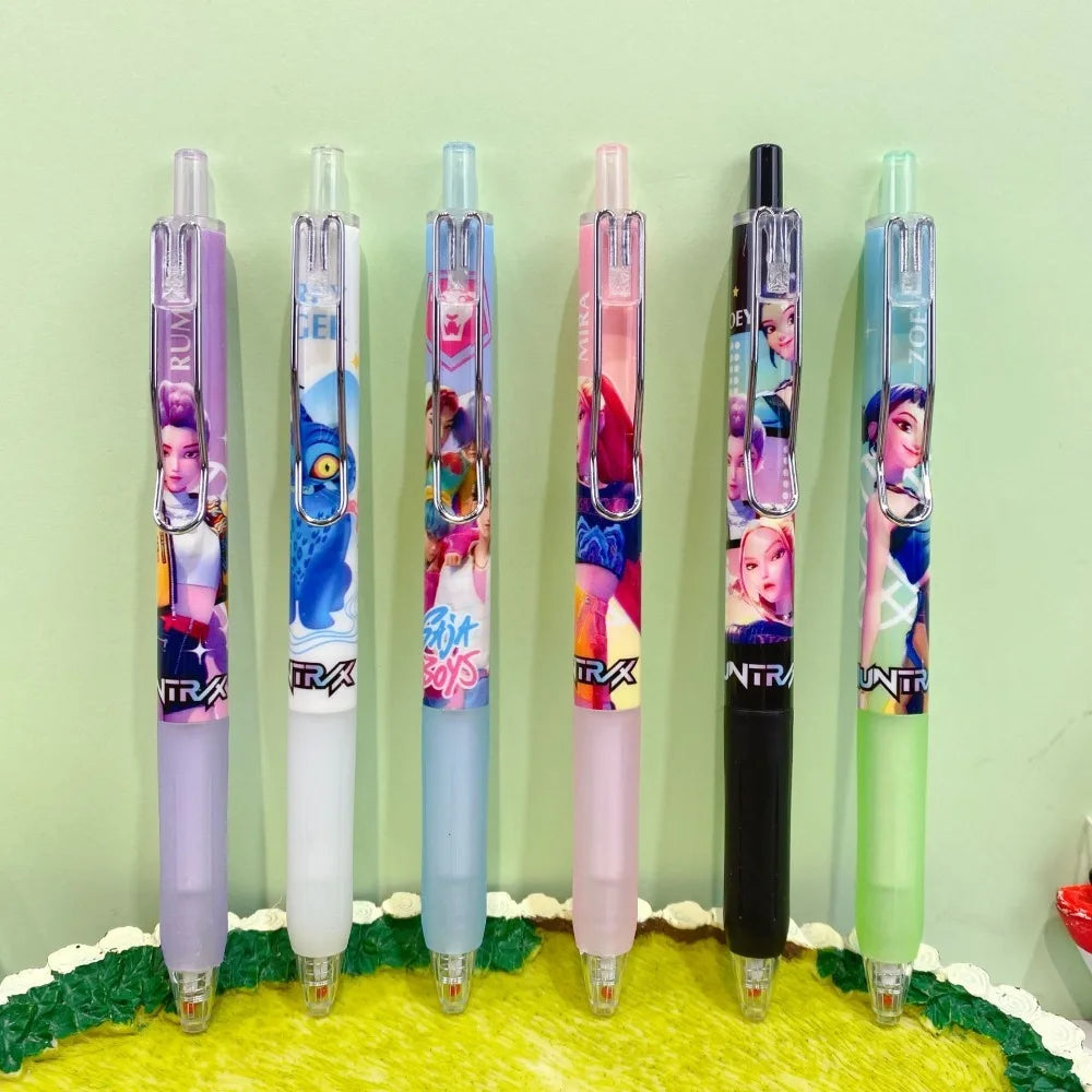 1/3/6/12Pcs KPop Demon Hunters Black Gel Pen Blind Box Student Writinng Pen Anime Figure Stationery Study Supplies Gift 0.5mm