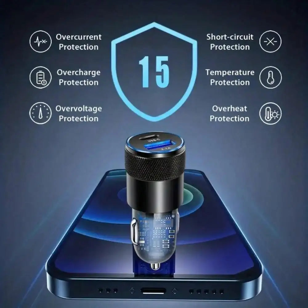 Olaf USB Type-C Car Phone Adapter Fast Charging, Quick Charge 3.0, 68W, PD, iPhone 13, 12, Xiaomi, Huawei, Samsung S21