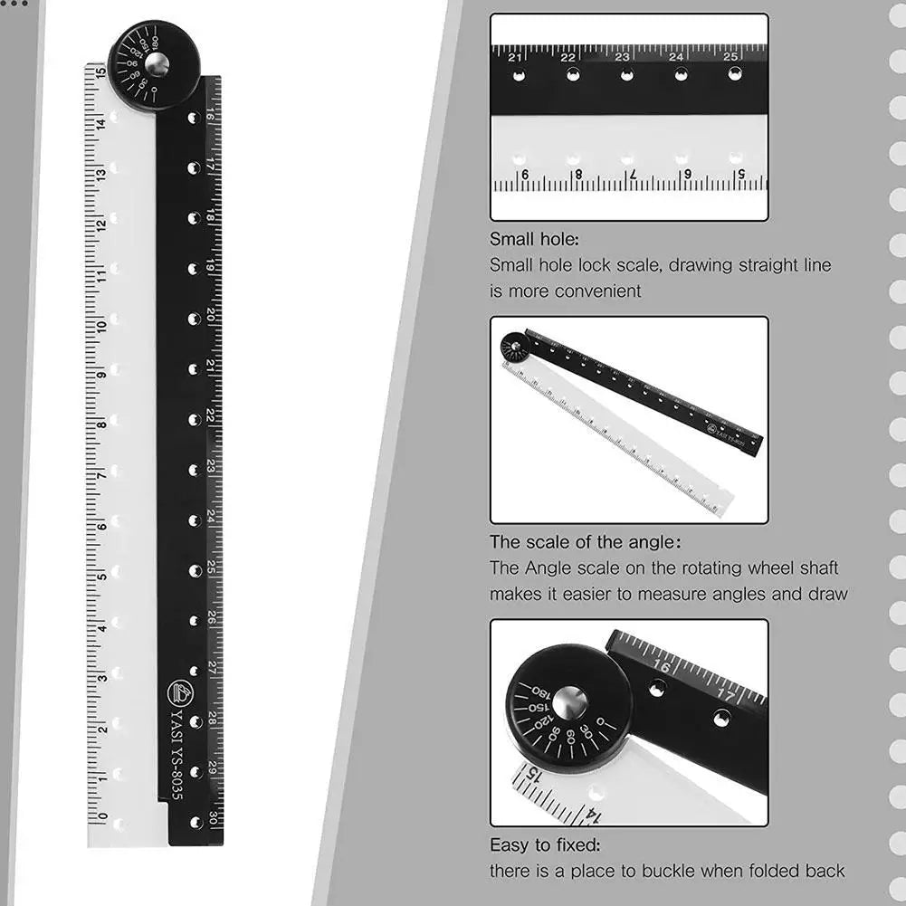 Folding Ruler Black And White Simple Graphic Primary Creative Birthday School Gift Stationery Drawing Student School Supply 1pcs
