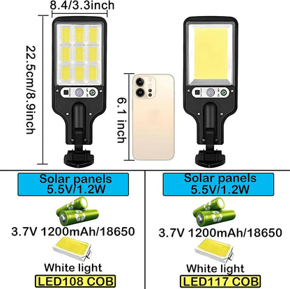 1-6PCS Motion Sensor Solar Outdoor Lights Waterproof 117COB LED Security Wall Lights Street Lamps with 3 Mode Patio Garage Yard