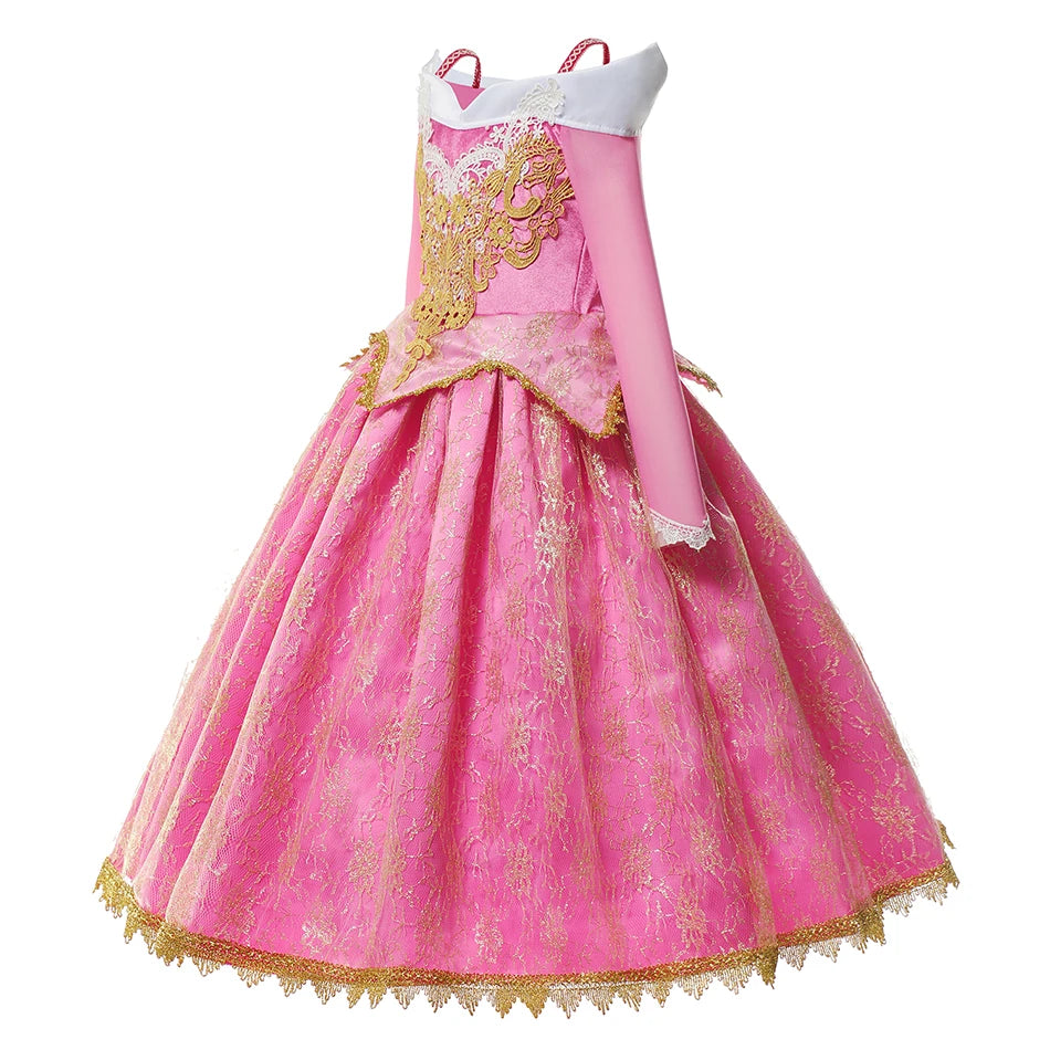 Girls Sleeping Beauty Aurora Cosplay Princess Dress Kids Rapunzel Frozen Elsa Cinderella Costume Party Clothing 2-10 Years