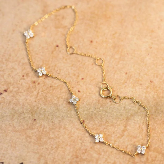 925 pulseira banhada a prata esterlina para mulheres, ouro 18k, brilhante flor de zircão, temperamento coreano, requintados presentes de joias