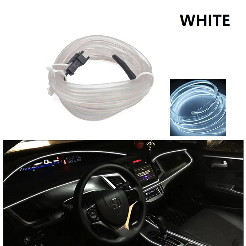 3M Car Cold Light Line LED Car Atmosphere Lamp Flexible Interior Decoration Moulding Trim Strips Light For USB Line Tube
