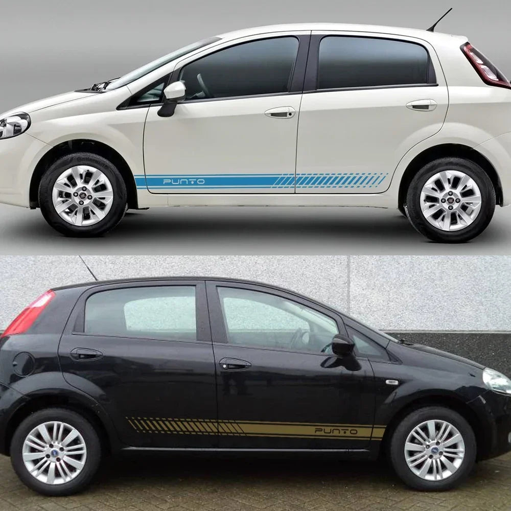 2pcs Car Long Side Stripes Stickers DIY Auto Vinyl Film Decals For FIAT Punto DIY Automobiles Decoration Car Tuning Accessories