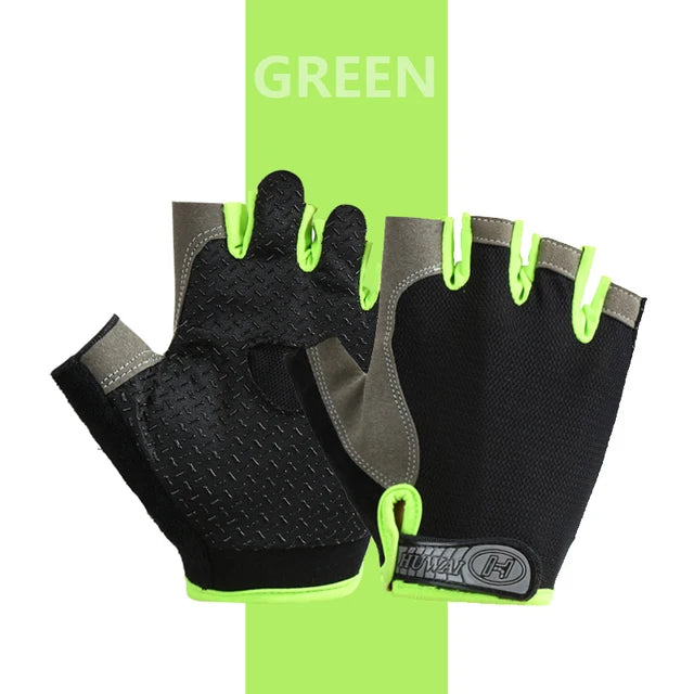 Anti Slip Half Finger Gloves for Men and Women, Dumbbells, Breathable, Elastic, Shock, Exercise, Sports, Cycling, Bicycle 