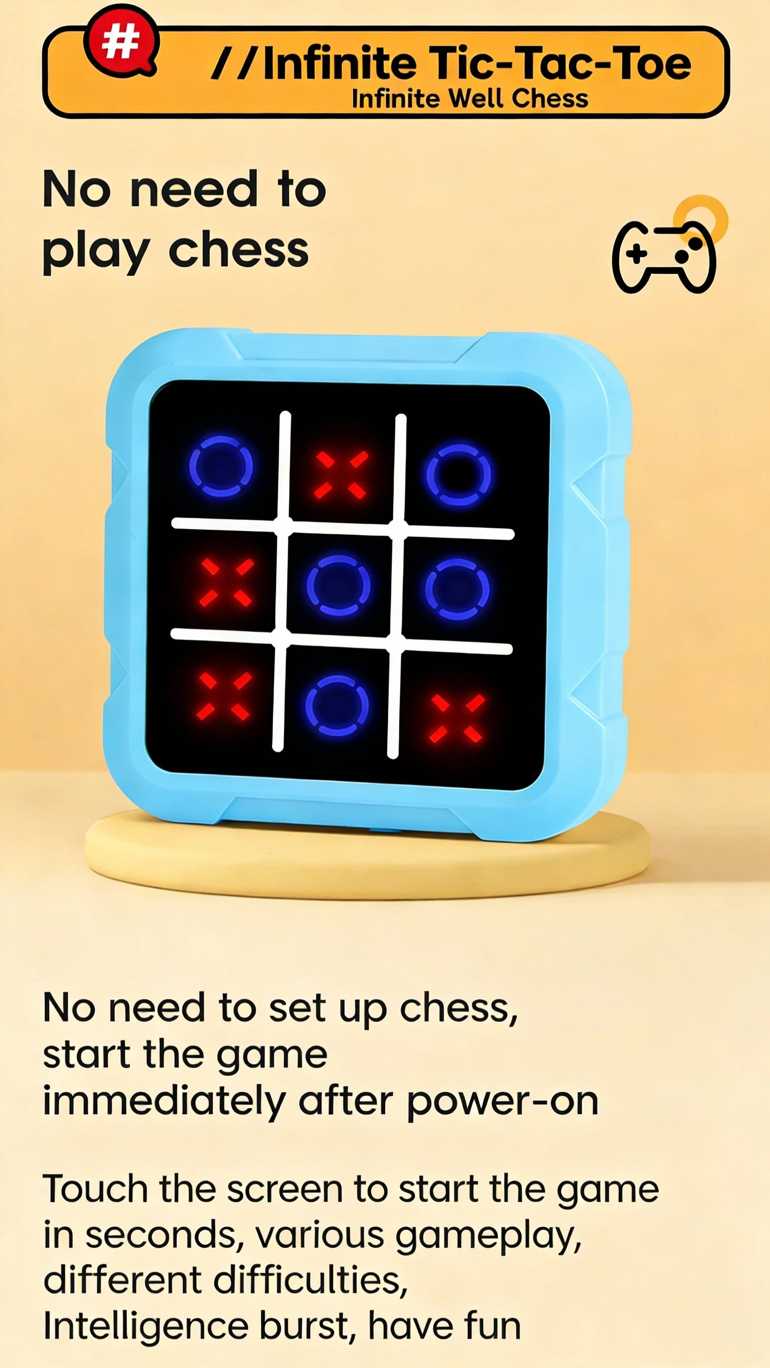 Electronic Chessboard Tic Tac Toe Multifunctional Children's Education Strategy Toy Parent-Child Fun Interactive Brain Game
