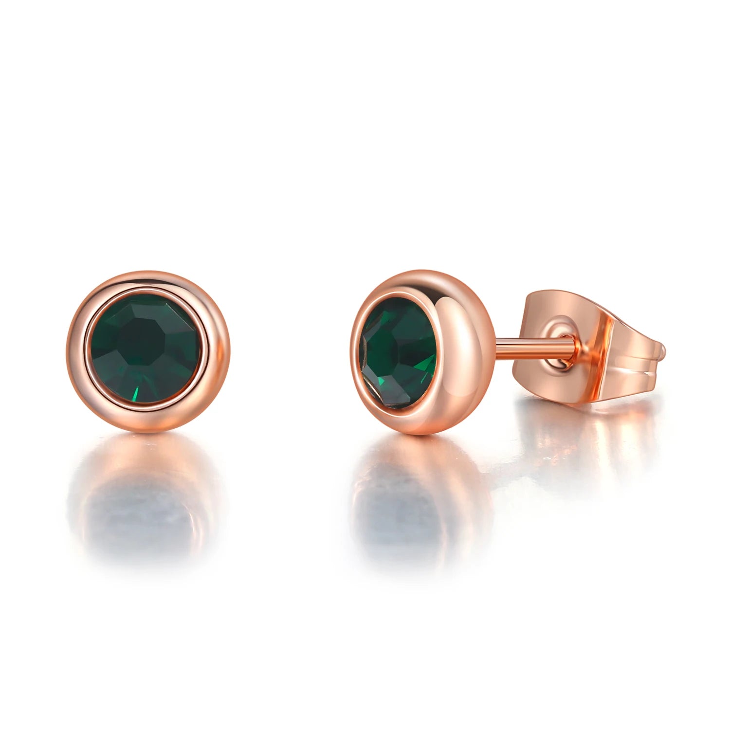 Classic Modern Cubic Zirconia Stud Earrings For Women Simple Rose Gold Color Women's Earing Accessories Fashion Jewelry E270
