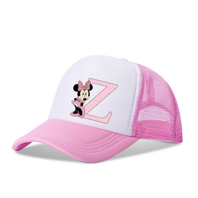 Gorra de béisbol con letras de Disney-Minnie Mouse para niños y adultos, deportiva, con visera ajustable, ideal como regalo de cumpleaños. 