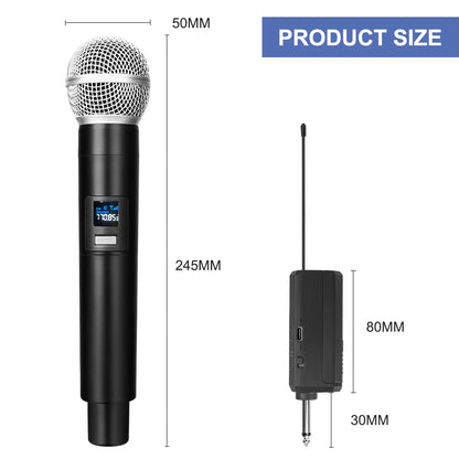 UHF Wireless Dual Handheld Dynamic Microphone Karaoke Microphone with Rechargeable Receiver for Wedding Party Speech Church Club