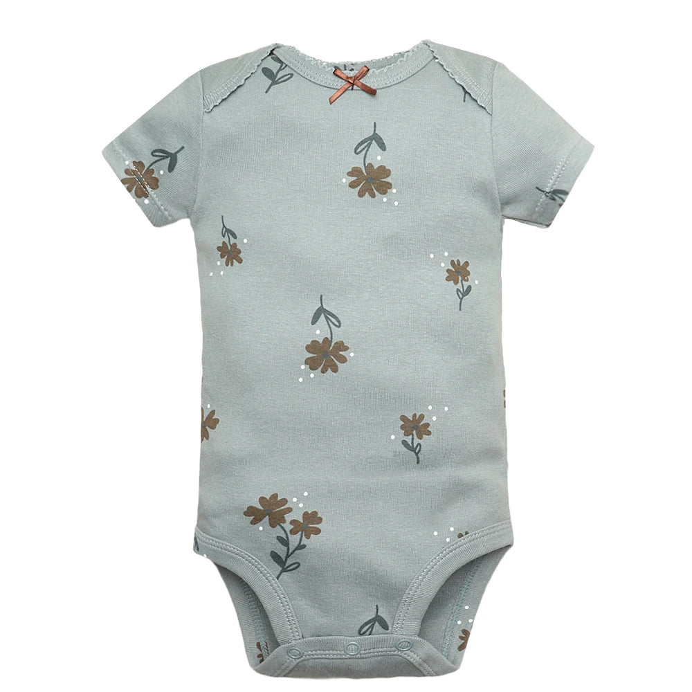 Lote de 5 monos para bebés y niñas, 100 % algodón, de manga corta, para recién nacidos de 6 a 24 meses.