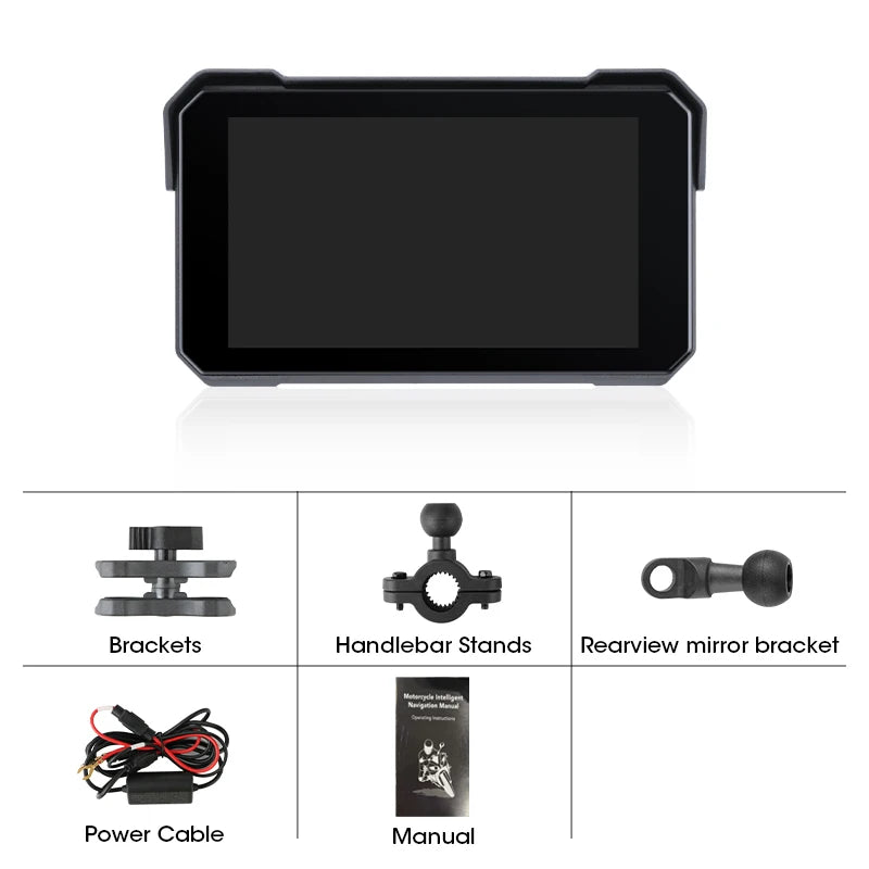5" Portable Motorcycle Navigation GPS Wireless Carplay&Android Auto Moto Monitor IPX7 Waterproof Display Dual Bluetooth 5.0