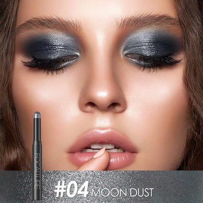 FOCALLURE Lápiz de sombra de ojos perlado de 24 colores, resistente al agua, con brillo, pigmento brillante, delineador en barra, herramientas de maquillaje