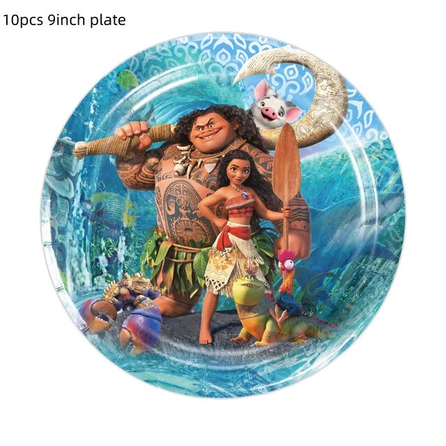 Disney-Moana Birthday Party Decorations, Balloons, Disposable Tableware, Cup, Plate, Baby Shower Toys, Celebration Supplies 
