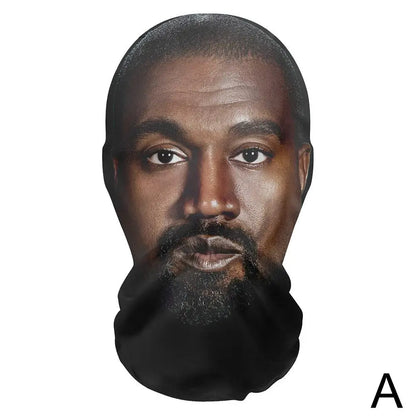 Máscara creativa de Kanye con impresión 3D, malla elástica, máscara facial completa, tocado para cosplay, artículos novedosos, accesorios de fiesta para cosplay para hombres y mujeres
