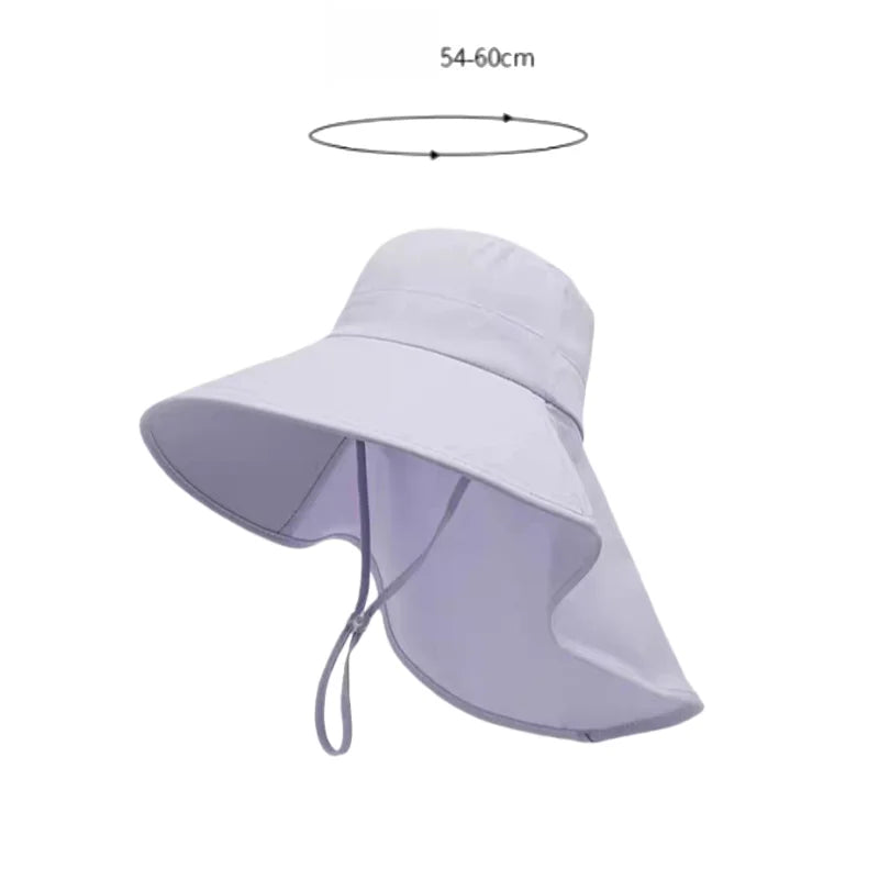 1pc Women's Sun Hat, Anti-UV Hiking Fishing Hat, Wide Brim Foldable Summer Beach Hat with Neck Cover, Outdoor Visor Cap