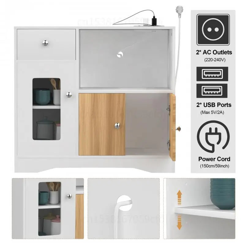 European Kitchen Cabinets Wooden Dining Cabinet Large Capacity Dustproof Tableware Storage 83x40x80cm Home Kitchen Furniture