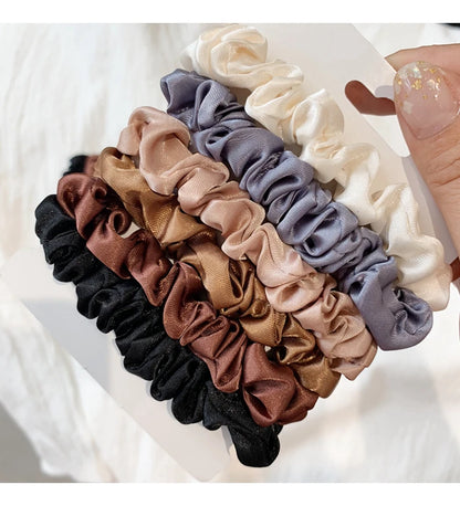 3/5/6Pcs Elegant Ponytail Holder Rubber Band Elastic Hairband Hair Accessories Silk Satin Scrunchies Women Solid Color Hair Rope