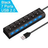 Concentrador de extensión de conmutador Concentrador USB 2.0 de 7 puertos Concentrador de extensión USB para computadora Un divisor USB 2.0 de Drag Seven para PC Portátil de escritorio
