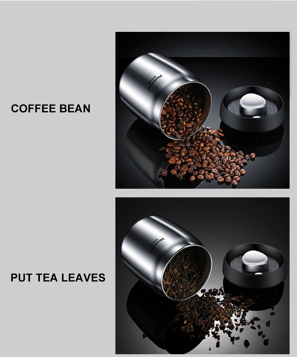 Vacuum sealed tank Coffee bean storage tank Household 304 stainless steel food storage Jars moisture-proof sealed container