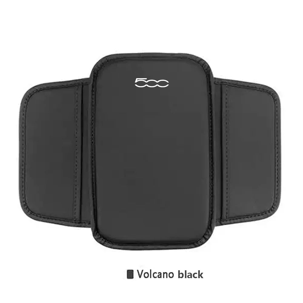 For Fiat 500 500C 500S 500X Abarth Car Accessories Center Console Arm Rest Protector Leather Car Armrest Box Pad Storage Pocket