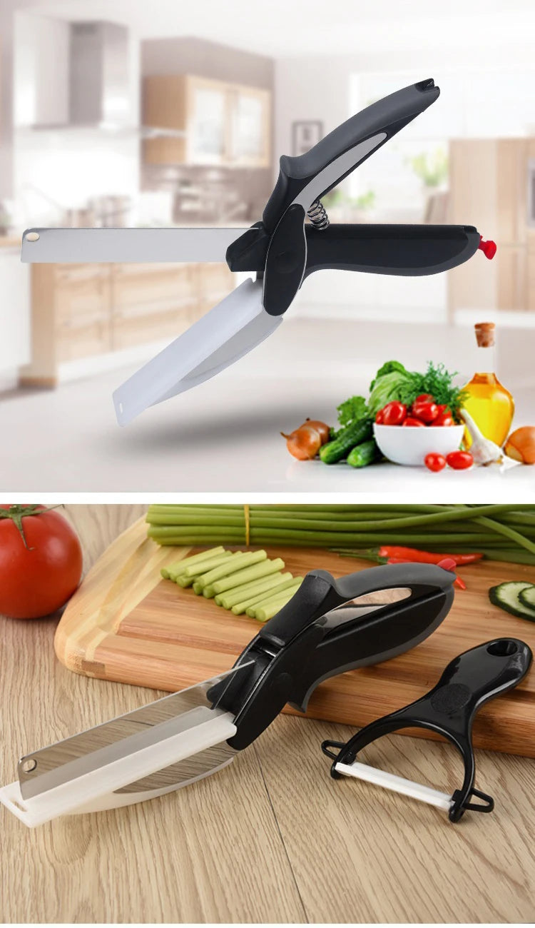 Dobeli Separable Stainless Steel Barbecue Steak Cutting Shear Household Vegetable Scissors 2 In 1 Multi Kitchen Tool Fruit Knife