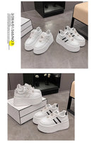8cm Leather Flats Casual Dad Shoes Chunky Sneakers 2025 Women Platform Sports Shoes Ladies Skateboard Hidden Heels Shoes Tennis