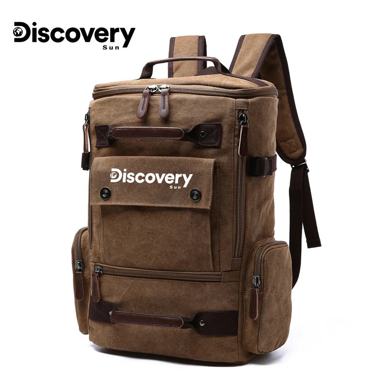 Mochila de lona multifuncional DISCOVERY-SUN, mochila informal para senderismo, mochila escolar para deportes al aire libre, mochila de viaje de gran capacidad.