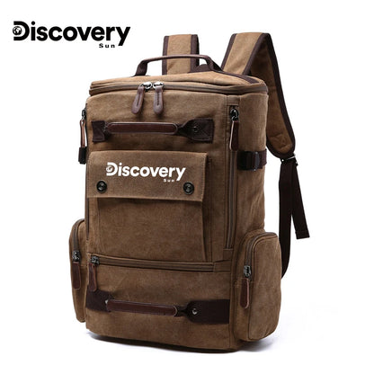 Mochila de lona multifuncional DISCOVERY-SUN, mochila informal para senderismo, mochila escolar para deportes al aire libre, mochila de viaje de gran capacidad.