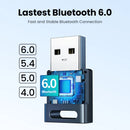 USB Bluetooth Adapter, Bluetooth 6.0 Dongle for PC Windows 11/10/8.1, Bluetooth Receiver & Transmitter for Keyboard/Mouse