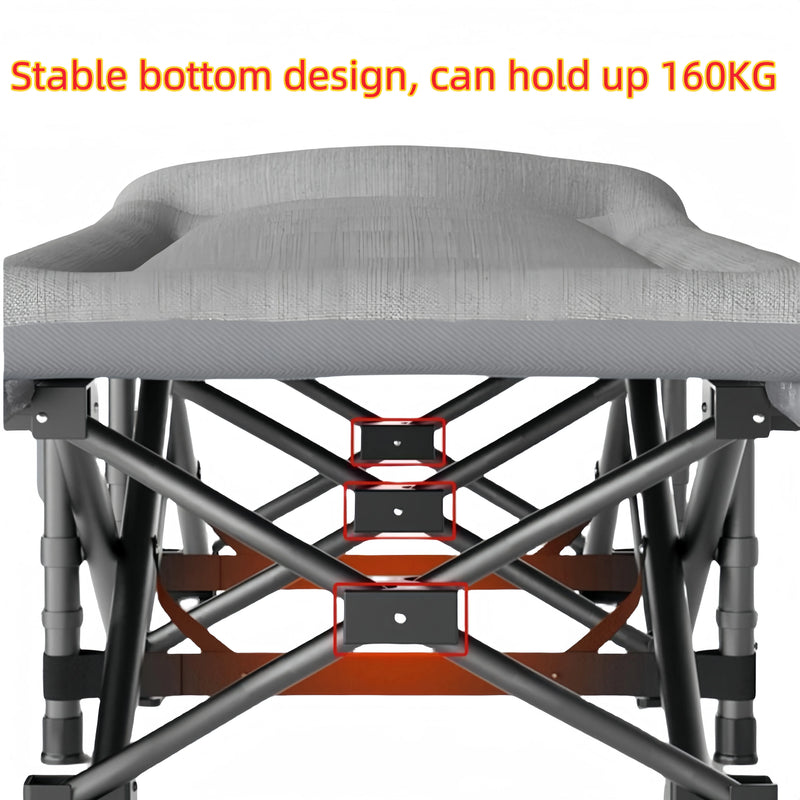 Cama plegable portátil para acampar con almohada - Cama militar resistente de 190 x 67 x 48 cm, tumbona ligera para acampar en el jardín