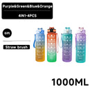 Botella de agua de 1 litro, deportiva, motivacional, a prueba de fugas, ideal para viajes al aire libre, gimnasios, fitness y cocina.