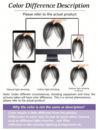 Synthesis Wig Middle-Part Bangs Hair Extensions Clip In Forehead Natural Seamless French Oblique Bangs Eight-Character Bangs