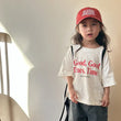 2024 Summer Kids Short Sleeve Letter Print Loose T-shirt Casual Cotton Tops Boys Girls Tees 