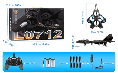 Avión RC L0712 de 2,4 G, avión de control remoto con sensor de gravedad, planeador y luz de espuma EPP para niños.