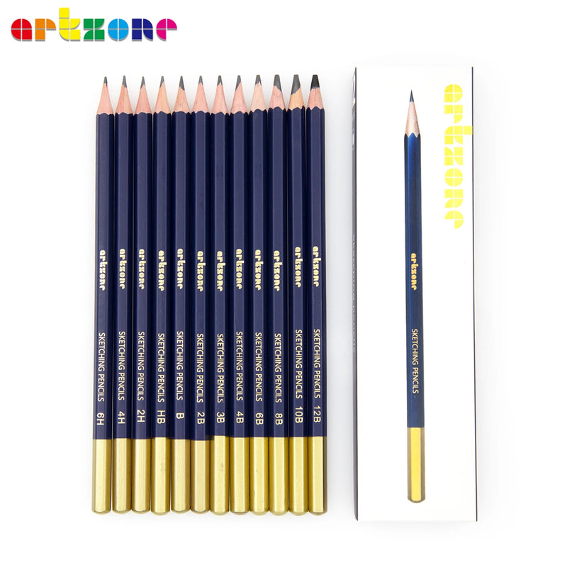 Professional Drawing Sketching Pencil Set, 12pcs Graphite Pencils, 6H-12B, Ideal for Drawing Art, Sketching, Shading, Artist Pen