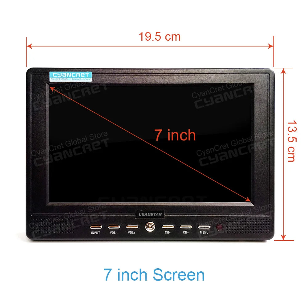 LEADSTAR D768 7 inch Portable TV DVB-T2 ATSC ISDB-T tdt DTT Digital and Analog mini small Car TV Television Support TF H.265 AC3
