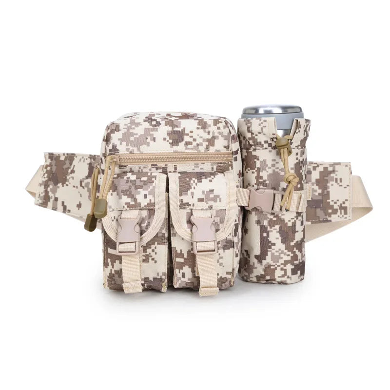 Tactical Running Waist Bag Outdoor Small Waterproof Canvas Backpack Unisex Sports Functional Bottle Carrier For Outdoor Activiti