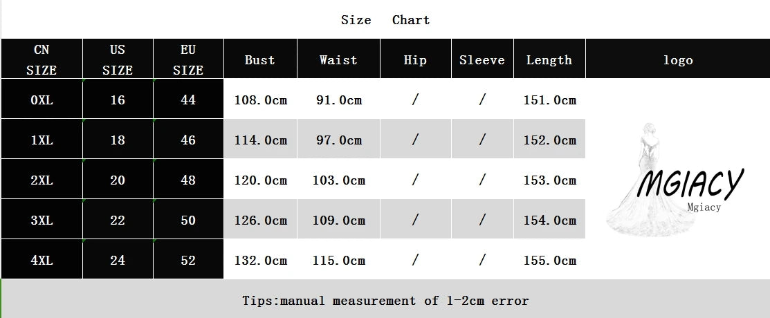 Mgiacy plus size V-neck See-through trumpet sleeve embroidered chiffon full skirt Evening gown Ball dress Party dress