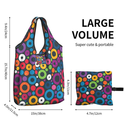Custom Recycling Classic Black And White Polka Dot Shopping Bag Women Tote Bag Portable Grocery Shopper Bags