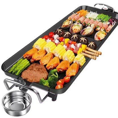 Electric KOREAN BBQ Smokeless Grills, Nonstick Surfaces &amp; Adjustable 5 Temperature Setting, Indoor/Outdoor Grill