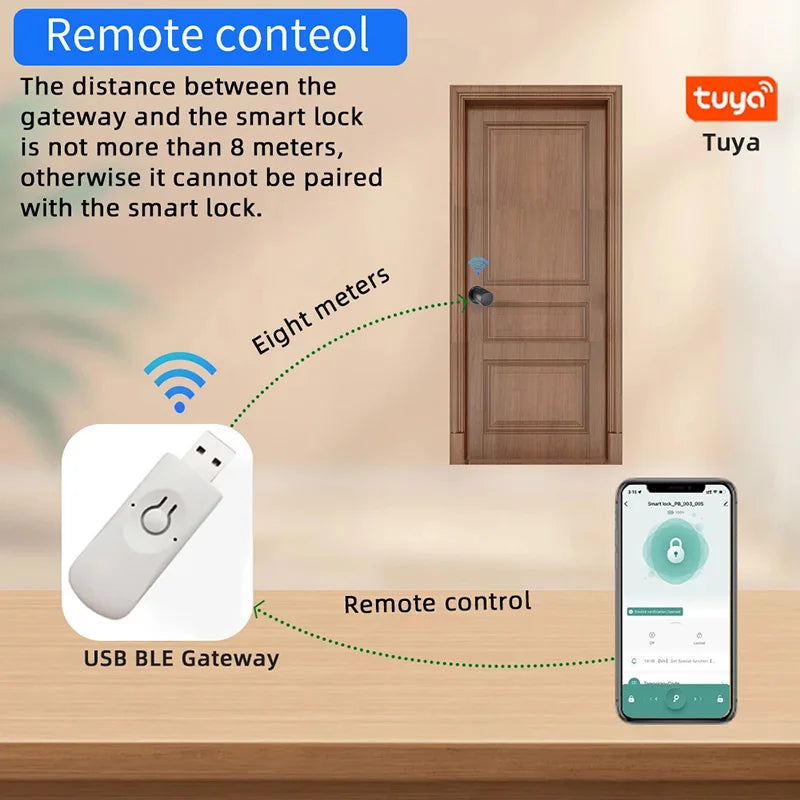 Tuya APP Fingerprint Cylinder Electronic Smart Door Lock Digital Keypad Code Key Card Remote Control Adjustable Home Apartment