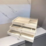 1 Piece High-Capacity Three-Layer Flannel Jewelry Box Drawer Jewelry Box Storage Earrings Necklace Ring