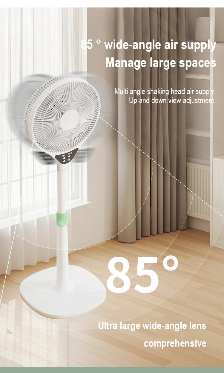 220V Electric Pedestal Standing Fan Adjustable Heigh Desk Air Blower Timing Shake for Living Room Bedroom Kitchen Home Office