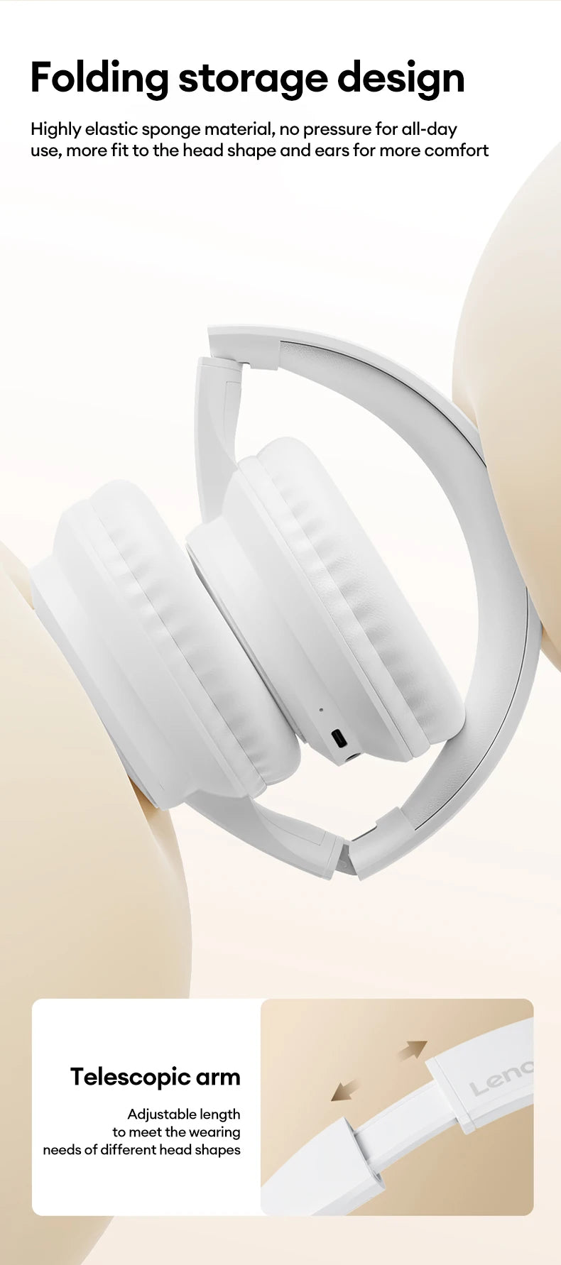 Lenovo TH11 Over-Ear Headsets Bluetooth 5.4 HI-FI Stereo Noise Cancelling Headphones Wireless Wired Gaming Earphones Comfortable