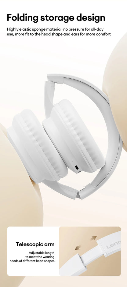 Lenovo TH11 Over-Ear Headsets Bluetooth 5.4 HI-FI Stereo Noise Cancelling Headphones Wireless Wired Gaming Earphones Comfortable