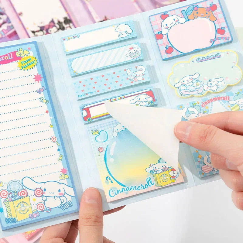 Cute Cartoon Sticky Notes Set 9 Designs 180 Sheets Foldable Memo Pads for Office School Journaling and Desk Organization