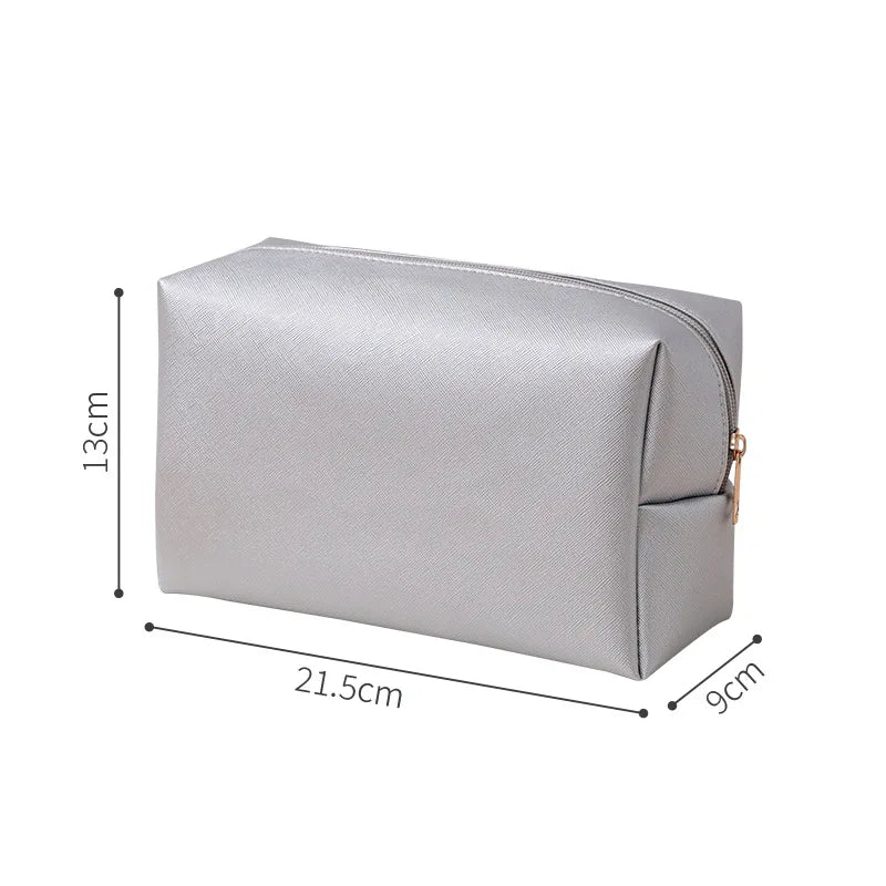 Solid Color Cosmetic Bags for Women Travel Portable Makeup Storage Bag Zipper Toiletry Pouch