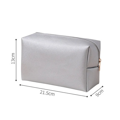 Solid Color Cosmetic Bags for Women Travel Portable Makeup Storage Bag Zipper Toiletry Pouch