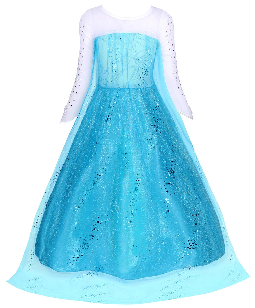 Snow Queen Elsa Dresses for Girls Costumes Kids Cosplay Halloween Princess Children Gowns Clothing Party Dresses Outfits 2-10Yrs